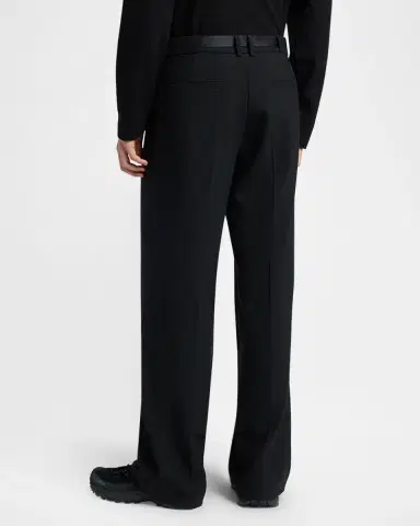 Moncler Men's Matte Black Belted Twill Trousers | Thumbnail 2 Moncler Men's Matte Black Belted Twill Trousers | Thumbnail 2
