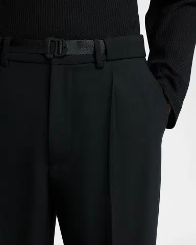 Moncler Men's Matte Black Belted Twill Trousers | Thumbnail 4 Moncler Men's Matte Black Belted Twill Trousers | Thumbnail 4