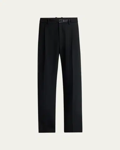 Moncler Men's Matte Black Belted Twill Trousers | Thumbnail 5 Moncler Men's Matte Black Belted Twill Trousers | Thumbnail 5