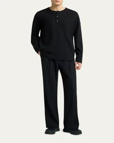Moncler Men's Matte Black Belted Twill Trousers | Thumbnail 6 Moncler Men's Matte Black Belted Twill Trousers | Thumbnail 6