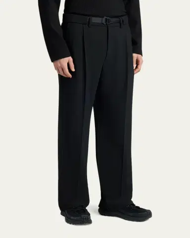 Moncler Men's Matte Black Belted Twill Trousers | Thumbnail 8 Moncler Men's Matte Black Belted Twill Trousers | Thumbnail 8