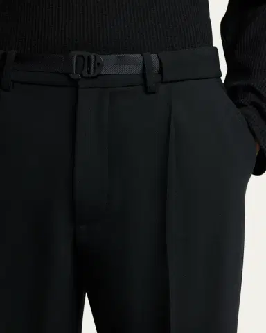 Moncler Men's Matte Black Belted Twill Trousers | Thumbnail 9 Moncler Men's Matte Black Belted Twill Trousers | Thumbnail 9