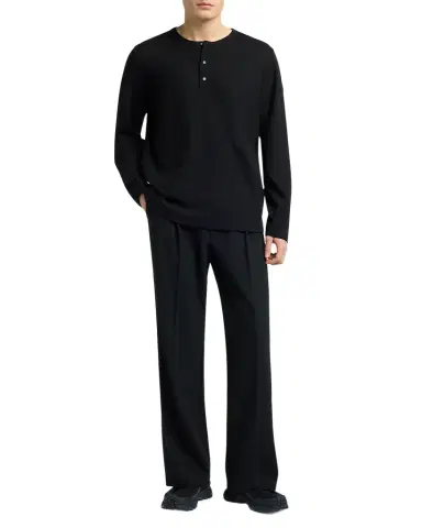 Moncler Men's Matte Black Belted Twill Trousers | Thumbnail 1 Moncler Men's Matte Black Belted Twill Trousers | Thumbnail 1