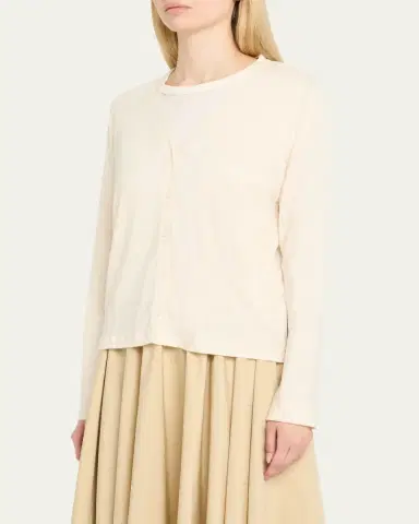 MAJESTIC FILATURES V-Neck Button-Down Long-Sleeve Stretch-Linen Cardigan | Thumbnail 4 MAJESTIC FILATURES V-Neck Button-Down Long-Sleeve Stretch-Linen Cardigan | Thumbnail 4