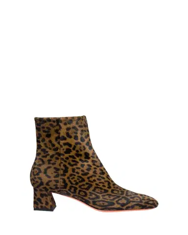 Santoni Marta Leopard Block Heel Booties | Thumbnail 1 Santoni Marta Leopard Block Heel Booties | Thumbnail 1