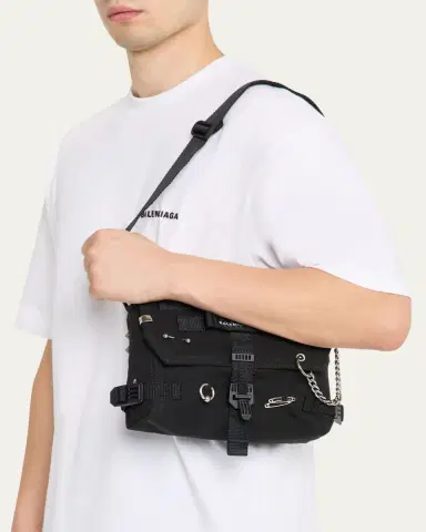 Balenciaga Men's Pierced Canvas Army Messenger Bag | Thumbnail 2 Balenciaga Men's Pierced Canvas Army Messenger Bag | Thumbnail 2
