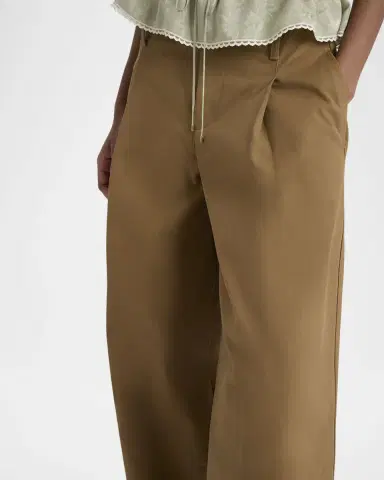 Chloé Pleated Wide-Leg Cotton Trousers | Thumbnail 4 Chloé Pleated Wide-Leg Cotton Trousers | Thumbnail 4