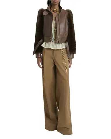 Chloé Pleated Wide-Leg Cotton Trousers | Thumbnail 1 Chloé Pleated Wide-Leg Cotton Trousers | Thumbnail 1