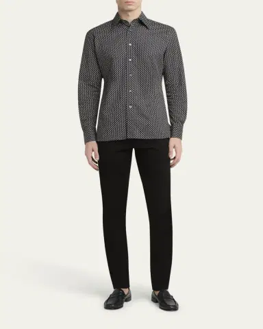 TOM FORD Men's Geometric Cotton Voile Sport Shirt | Thumbnail 2 TOM FORD Men's Geometric Cotton Voile Sport Shirt | Thumbnail 2