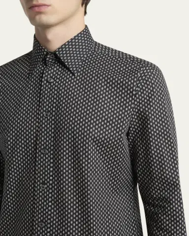 TOM FORD Men's Geometric Cotton Voile Sport Shirt | Thumbnail 5 TOM FORD Men's Geometric Cotton Voile Sport Shirt | Thumbnail 5