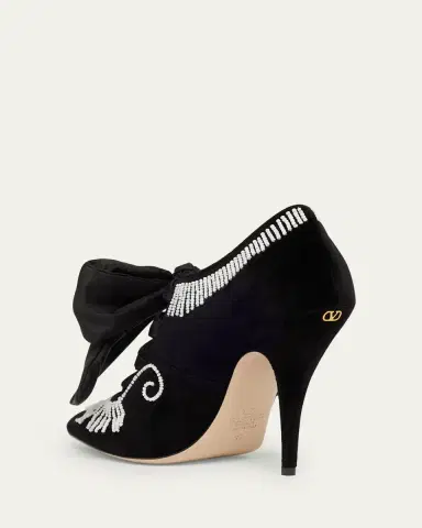Valentino Garavani Rockoco Beaded Lace-Up Velvet Pumps | Thumbnail 4 Valentino Garavani Rockoco Beaded Lace-Up Velvet Pumps | Thumbnail 4