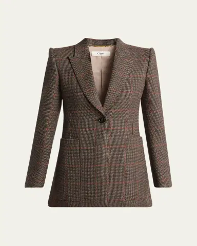 Chloé Plaid Single-Breasted Jacket | Thumbnail 5 Chloé Plaid Single-Breasted Jacket | Thumbnail 5