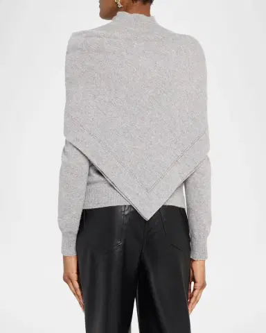 Oscar de la Renta Mockneck Cashmere Knit Scarf Sweater | Thumbnail 2 Oscar de la Renta Mockneck Cashmere Knit Scarf Sweater | Thumbnail 2