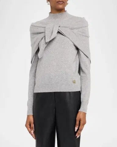 Oscar de la Renta Mockneck Cashmere Knit Scarf Sweater | Thumbnail 3 Oscar de la Renta Mockneck Cashmere Knit Scarf Sweater | Thumbnail 3
