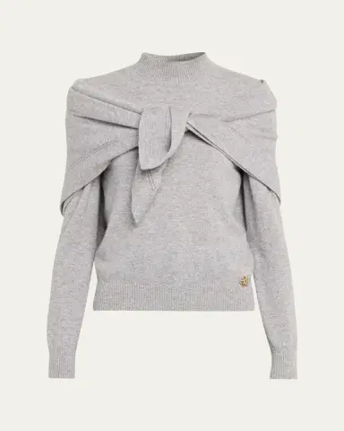 Oscar de la Renta Mockneck Cashmere Knit Scarf Sweater | Thumbnail 5 Oscar de la Renta Mockneck Cashmere Knit Scarf Sweater | Thumbnail 5