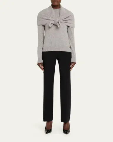 Oscar de la Renta Mockneck Cashmere Knit Scarf Sweater | Thumbnail 6 Oscar de la Renta Mockneck Cashmere Knit Scarf Sweater | Thumbnail 6