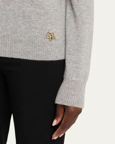 Oscar de la Renta Mockneck Cashmere Knit Scarf Sweater | Thumbnail 9 Oscar de la Renta Mockneck Cashmere Knit Scarf Sweater | Thumbnail 9