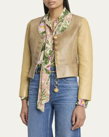 Chloé Scoop-Neck Leather Single-Breasted Jacket | Thumbnail 4 Chloé Scoop-Neck Leather Single-Breasted Jacket | Thumbnail 4