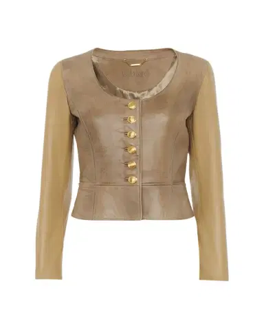 Chloé Scoop-Neck Leather Single-Breasted Jacket | Thumbnail 1 Chloé Scoop-Neck Leather Single-Breasted Jacket | Thumbnail 1