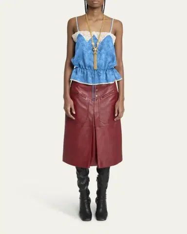 Chloé Slouch Leather Midi Skirt | Thumbnail 2 Chloé Slouch Leather Midi Skirt | Thumbnail 2