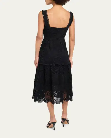 Kobi Halperin Mona Square-Neck Lace Midi Dress | Thumbnail 3 Kobi Halperin Mona Square-Neck Lace Midi Dress | Thumbnail 3