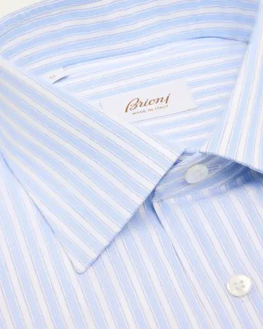 Brioni Men's Textured Cotton Stripe Point-Collar Dress Shirt | Thumbnail 2 Brioni Men's Textured Cotton Stripe Point-Collar Dress Shirt | Thumbnail 2