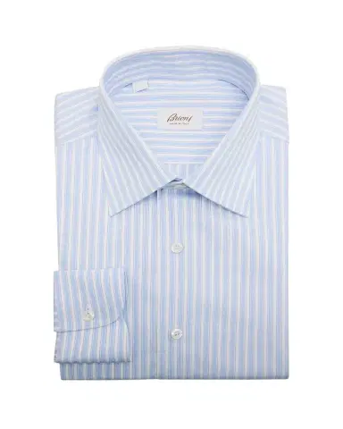 Brioni Men's Textured Cotton Stripe Point-Collar Dress Shirt | Thumbnail 1 Brioni Men's Textured Cotton Stripe Point-Collar Dress Shirt | Thumbnail 1