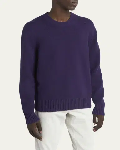 Tom Ford Men's 5 Gauge Cashmere Crewneck Sweater | Thumbnail 4 Tom Ford Men's 5 Gauge Cashmere Crewneck Sweater | Thumbnail 4