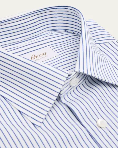 Brioni Men's Poplin Pinstripe Point-Collar Dress Shirt | Thumbnail 2 Brioni Men's Poplin Pinstripe Point-Collar Dress Shirt | Thumbnail 2