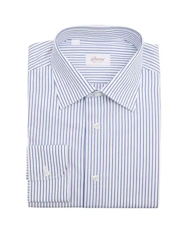 Brioni Men's Poplin Pinstripe Point-Collar Dress Shirt | Thumbnail 1 Brioni Men's Poplin Pinstripe Point-Collar Dress Shirt | Thumbnail 1