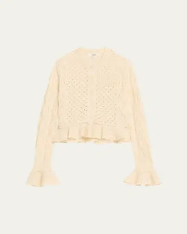 Chloé Open-Knit Ruffle Crewneck Cardigan | Thumbnail 5 Chloé Open-Knit Ruffle Crewneck Cardigan | Thumbnail 5