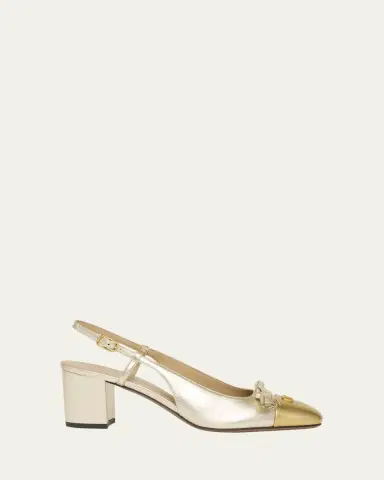 Valentino Garavani Valet Du Roi VLogo Metallic Leather Slingback Pumps | Thumbnail 4 Valentino Garavani Valet Du Roi VLogo Metallic Leather Slingback Pumps | Thumbnail 4