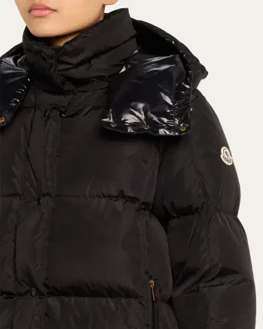 Moncler Litte Long Down Puffer Coat with Detachable Hood | Thumbnail 5 Moncler Litte Long Down Puffer Coat with Detachable Hood | Thumbnail 5