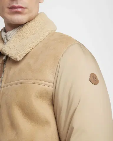 Moncler Men's Tonnay Leather and Down Quilted Jacket | Thumbnail 4 Moncler Men's Tonnay Leather and Down Quilted Jacket | Thumbnail 4