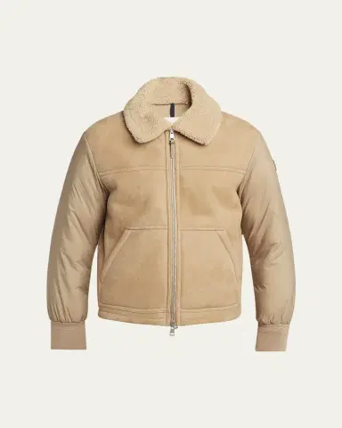 Moncler Men's Tonnay Leather and Down Quilted Jacket | Thumbnail 5 Moncler Men's Tonnay Leather and Down Quilted Jacket | Thumbnail 5
