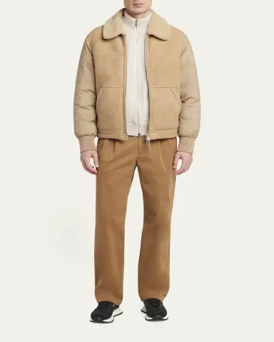 Moncler Men's Tonnay Leather and Down Quilted Jacket | Thumbnail 6 Moncler Men's Tonnay Leather and Down Quilted Jacket | Thumbnail 6