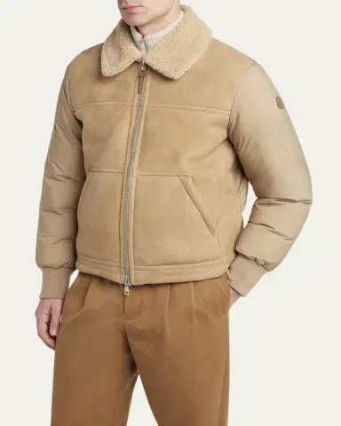 Moncler Men's Tonnay Leather and Down Quilted Jacket | Thumbnail 8 Moncler Men's Tonnay Leather and Down Quilted Jacket | Thumbnail 8