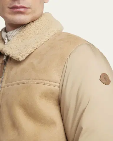Moncler Men's Tonnay Leather and Down Quilted Jacket | Thumbnail 9 Moncler Men's Tonnay Leather and Down Quilted Jacket | Thumbnail 9