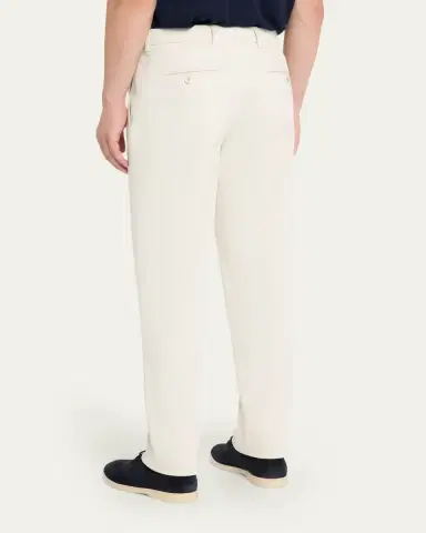 Loro Piana Men's Jarno Cotton Straight Fit Flat-Front Pants | Thumbnail 3 Loro Piana Men's Jarno Cotton Straight Fit Flat-Front Pants | Thumbnail 3