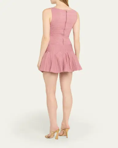 Retrofête Audrina Metallic Knit Godet-Skirt Sleeveless Mini Dress | Thumbnail 3 Retrofête Audrina Metallic Knit Godet-Skirt Sleeveless Mini Dress | Thumbnail 3