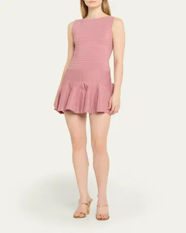 Retrofête Audrina Metallic Knit Godet-Skirt Sleeveless Mini Dress | Thumbnail 4 Retrofête Audrina Metallic Knit Godet-Skirt Sleeveless Mini Dress | Thumbnail 4
