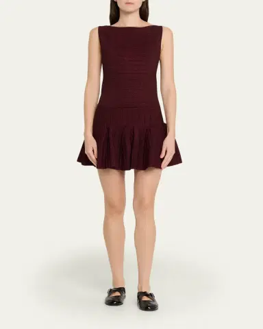 Retrofête Audrina Metallic Knit Godet-Skirt Sleeveless Mini Dress | Thumbnail 6 Retrofête Audrina Metallic Knit Godet-Skirt Sleeveless Mini Dress | Thumbnail 6
