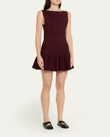 Retrofête Audrina Metallic Knit Godet-Skirt Sleeveless Mini Dress | Thumbnail 8 Retrofête Audrina Metallic Knit Godet-Skirt Sleeveless Mini Dress | Thumbnail 8