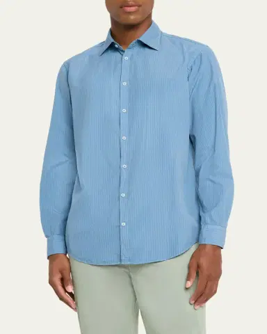 Massimo Alba Men's Genova Stripe Cotton Button-Down Shirt | Thumbnail 5 Massimo Alba Men's Genova Stripe Cotton Button-Down Shirt | Thumbnail 5