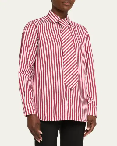 SÉBLINE Striped Neck-Tie Button-Down Shirt | Thumbnail 4 SÉBLINE Striped Neck-Tie Button-Down Shirt | Thumbnail 4