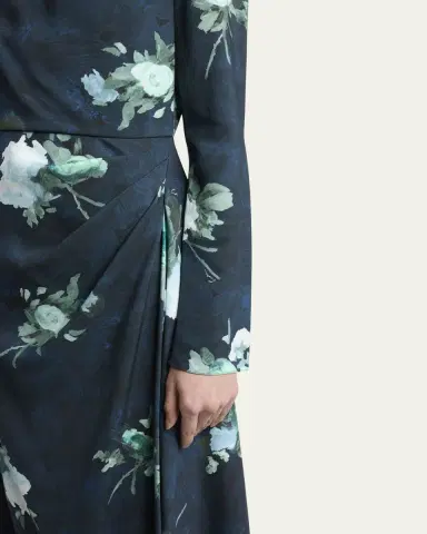Erdem Floral Long-Sleeve Draped Midi Dress | Thumbnail 5 Erdem Floral Long-Sleeve Draped Midi Dress | Thumbnail 5