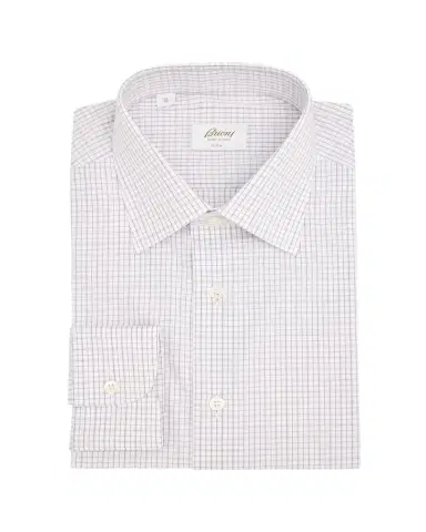 Brioni Men's Giza 87 Cotton Grid Check Dress Shirt | Thumbnail 1 Brioni Men's Giza 87 Cotton Grid Check Dress Shirt | Thumbnail 1