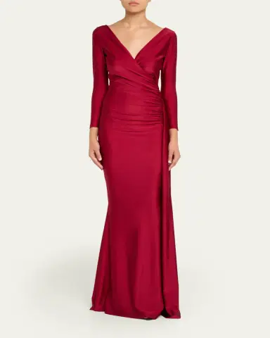 Chiara Boni La Petite Robe Koly Draped Surplice Jersey Gown | Thumbnail 2 Chiara Boni La Petite Robe Koly Draped Surplice Jersey Gown | Thumbnail 2