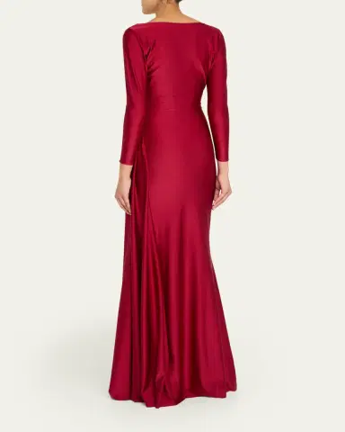 Chiara Boni La Petite Robe Koly Draped Surplice Jersey Gown | Thumbnail 3 Chiara Boni La Petite Robe Koly Draped Surplice Jersey Gown | Thumbnail 3