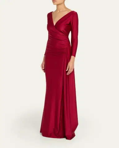 Chiara Boni La Petite Robe Koly Draped Surplice Jersey Gown | Thumbnail 4 Chiara Boni La Petite Robe Koly Draped Surplice Jersey Gown | Thumbnail 4